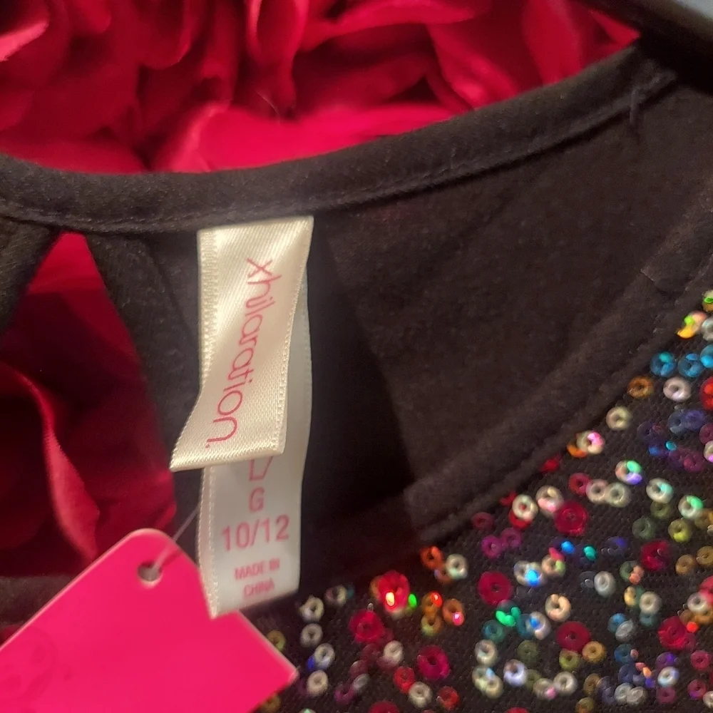 Xhilaration Multi-Colored Dress with attached Sequin Tank top. Size L 10-12